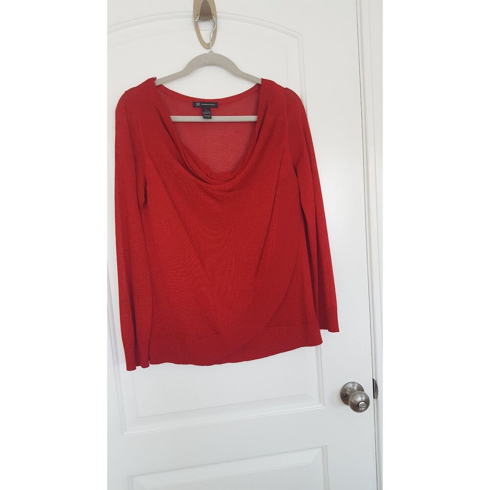 INC International Concepts, Red cowl sweater/Tunic with draped‎ front, Large